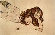 Egon Schiele Female Nude Lying on  Her Stomach oil painting